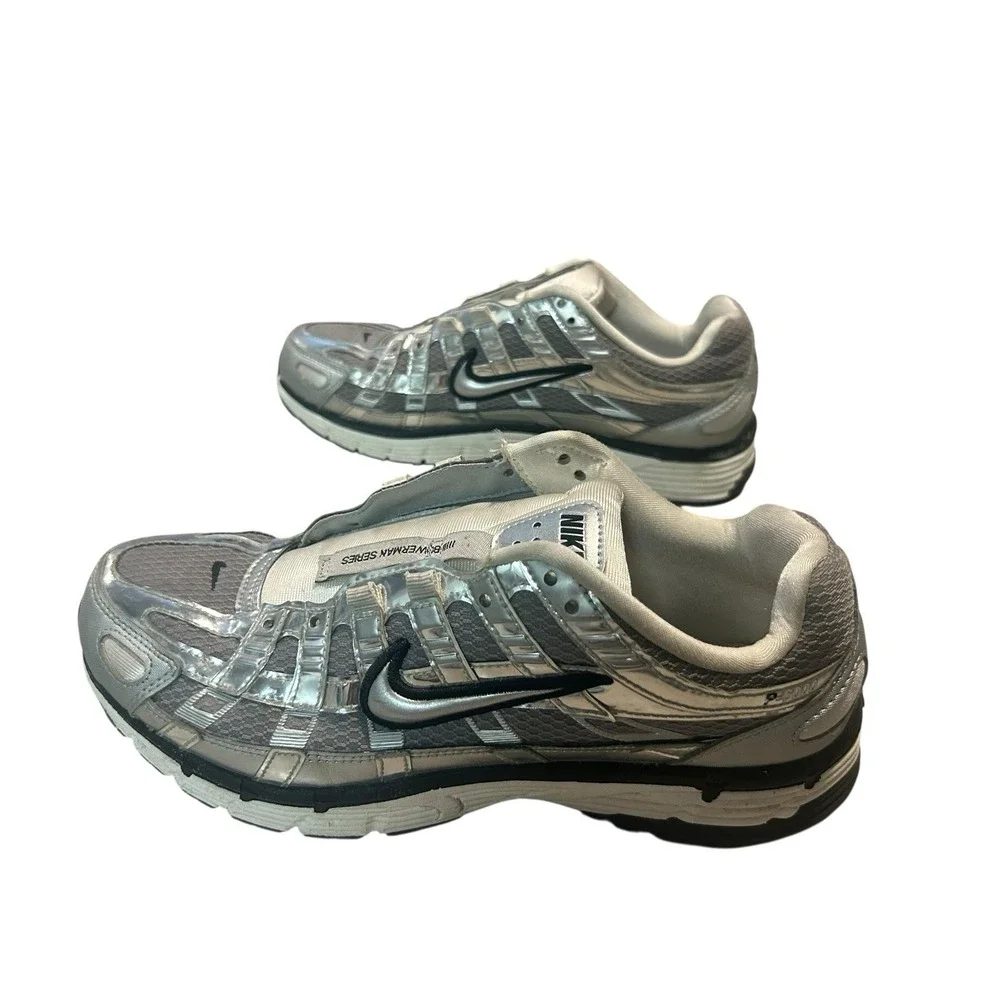 Men's Nike P-6000 White/Black-Metallic Silver (CD6404 105) 7.5